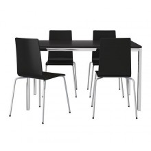 ТОРСБИ/ МАРТИН  Стол и 6 стульев, хромированный коричнево-чёрный, черный 999.131.41 