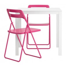 МЕЛЬТОРП/ НИССЕ Стол и 2 стула, белый, розовый 198.856.32