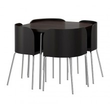 ФУЗИОН Стол и 4 стула, коричнево-чёрный, хромированный 802.456.59 