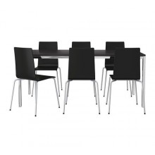 ТОРСБИ/ МАРТИН  Стол и 4 стула, хромированный коричнево-чёрный, черный 399.134.41 