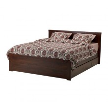 БРУСАЛИ Каркас кровати с 4 ящиками, 140 см, коричневый, 199.292.59 IKEA (ИКЕА)