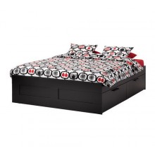 БРИМНЭС Каркас кровати с ящиком, черный, Лёдинген, 140см, 790.178.61 IKEA (ИКЕА)