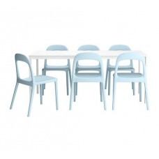 МЕЛЬТОРП/ УРБАН Стол и 6 стульев, белый, голубой 598.856.30