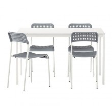 МЕЛЬТОРП/ АДДЕ Стол и 4 стула, белый, серый 199.131.35 