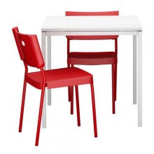 МЕЛЬТОРП/ ГЕРМАН Стол и 2 стула, белый, красный 798.749.18 